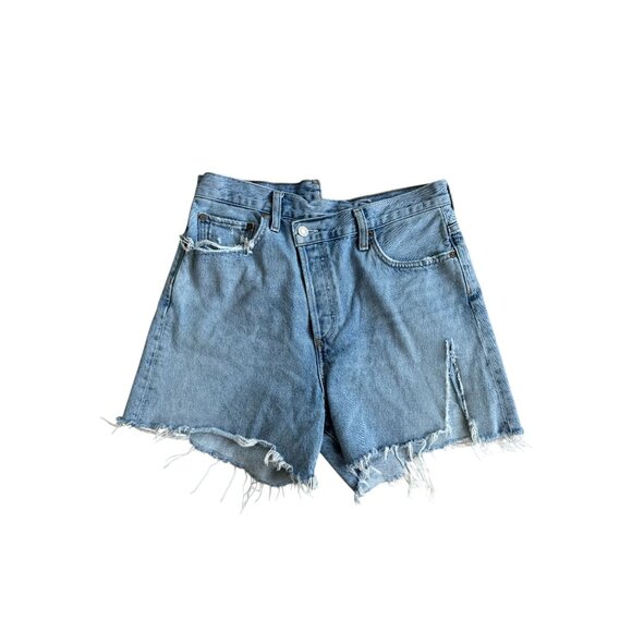 AGOLDE Denim Distressed Asymmetrical Shorts Size 28 - Picture 11 of 11